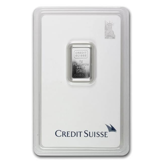 2 gram Platinum Bar - Credit Suisse (In Assay)